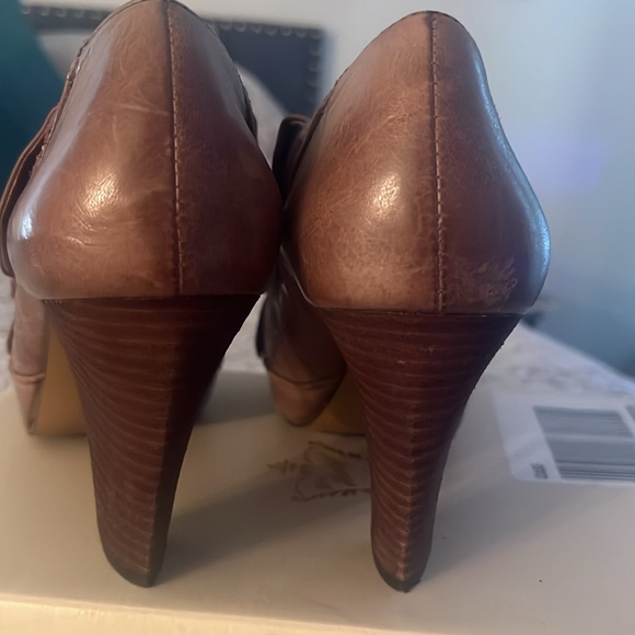 ANTHROPOLOGIE MISS ALBRIGHT Leather Clog Heeled Sandal Bootie Open Toe 8.5B - Picture 3 of 6